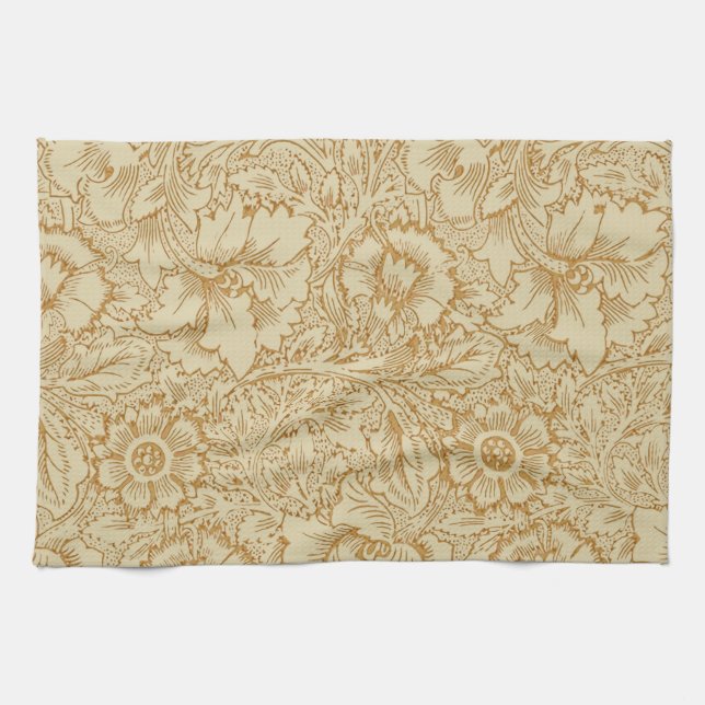 William Morris Poppy Floral Wallpaper Tea Towel (Horizontal)