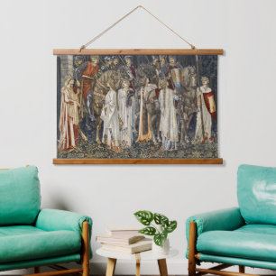 William Morris Quest for Holy Grail:Shield Forest Hanging Tapestry