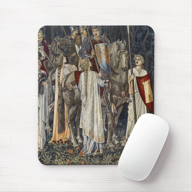 William Morris Quest for Holy Grail:Shield Forest Mouse Pad (With Mouse)