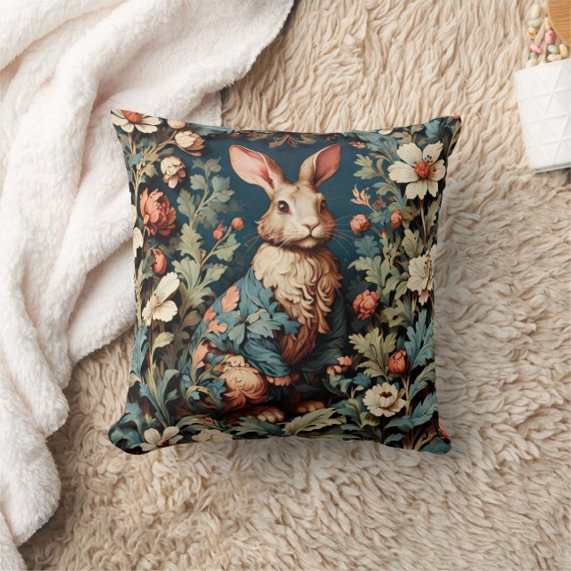 William Morris Rabbit Throw Pillow (Blanket)