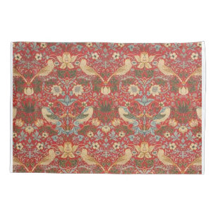 William Morris Red Strawberry Thief Pillowcase