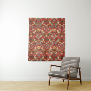 William Morris Red Strawberry Thief Tapestry