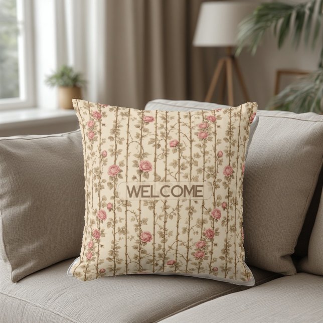 William Morris Rose Climbing Trellis Decorative  Cushion (William Morris Rose Climbing Trellis Decorative Throw Pillow)