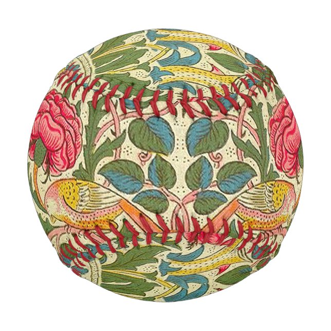 William Morris Rose Floral Chintz Pink Baseball (Front)