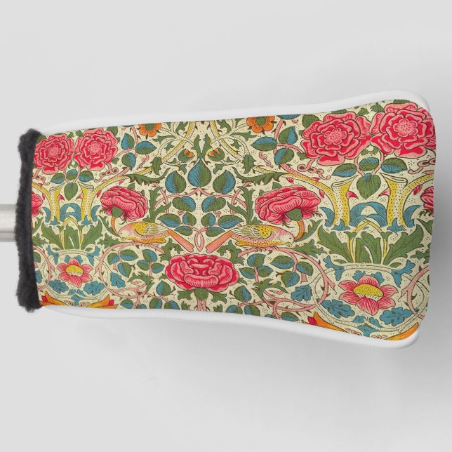 William Morris Rose Floral Chintz Pink Golf Head Cover (Front)