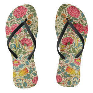 William Morris Rose Floral Chintz Pink Jandals