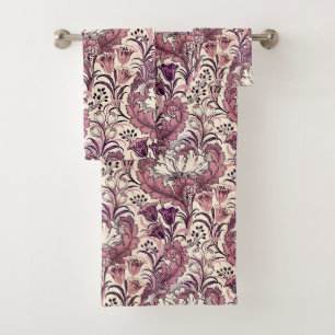 William Morris Rose Gold Cream Floral Pattern Bath Towel Set