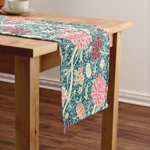 William Morris Rose Gold Green Blue Floral Pattern Short Table Runner