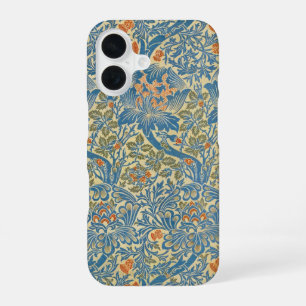 William Morris Rose & Thistle Floral Blue iPhone 16 Case