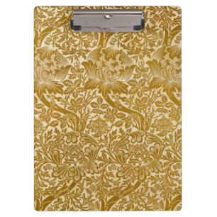 William Morris Rose & Thistle Floral Golden Clipboard