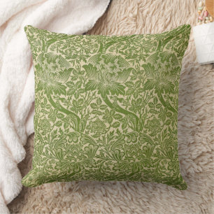 William Morris Rose & Thistle Floral Green Cushion
