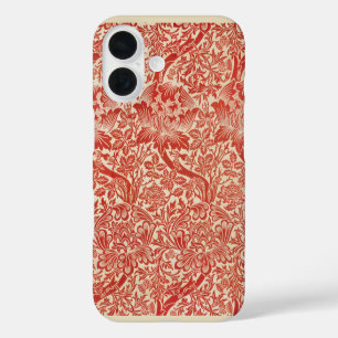 William Morris Rose & Thistle Floral Red iPhone 16 Case