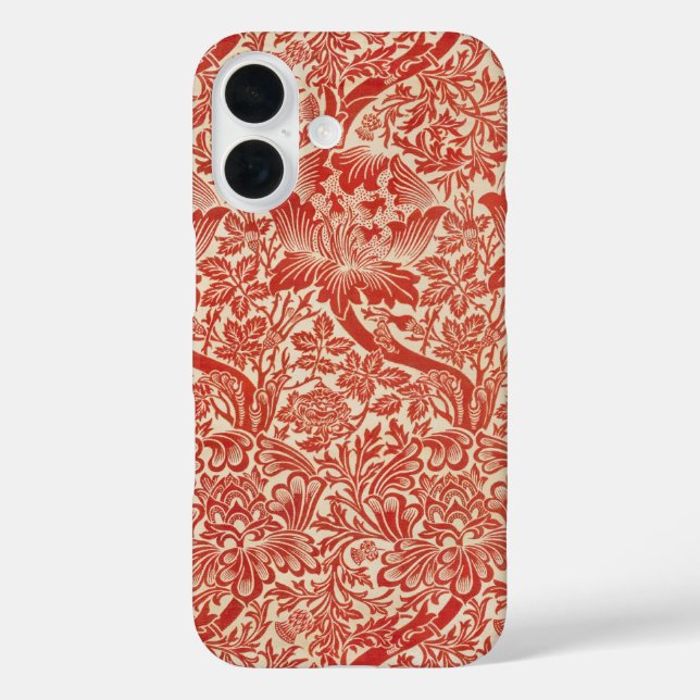 William Morris Rose & Thistle Floral Red Case-Mate iPhone Case (Back)