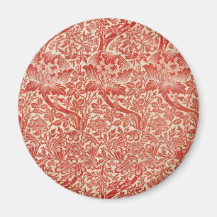 William Morris Rose & Thistle Floral Red Magnet
