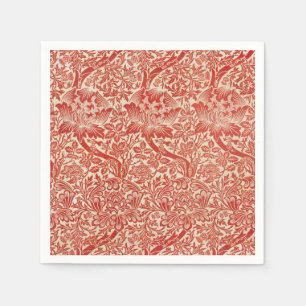 William Morris Rose & Thistle Floral Red Napkin