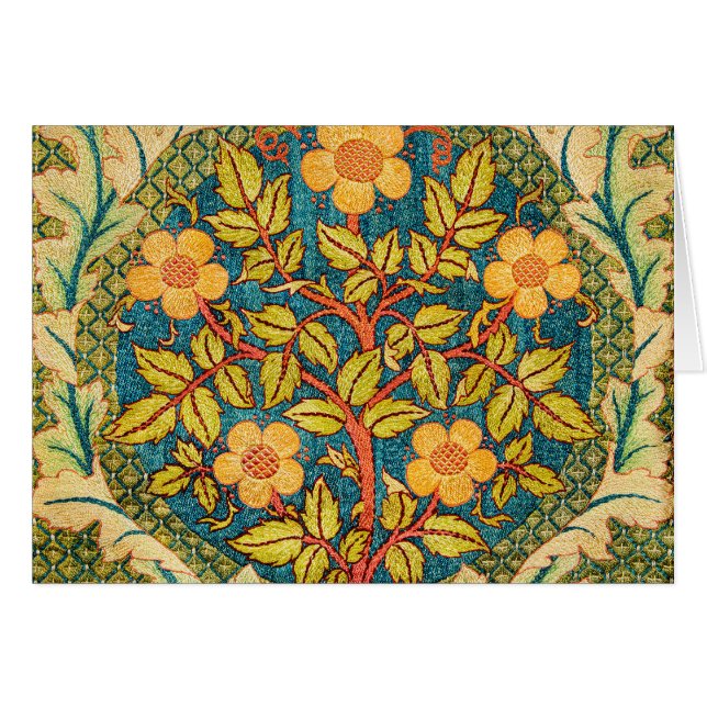 William Morris Rose Wreath: Classic Arts & Crafts  (Front Horizontal)