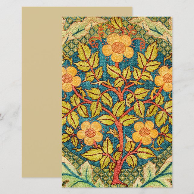 William Morris Rose Wreath: Classic Arts & Crafts  (Front/Back)
