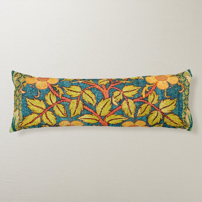 William Morris Rose Wreath: Classic Arts & Crafts  Body Cushion (Front)