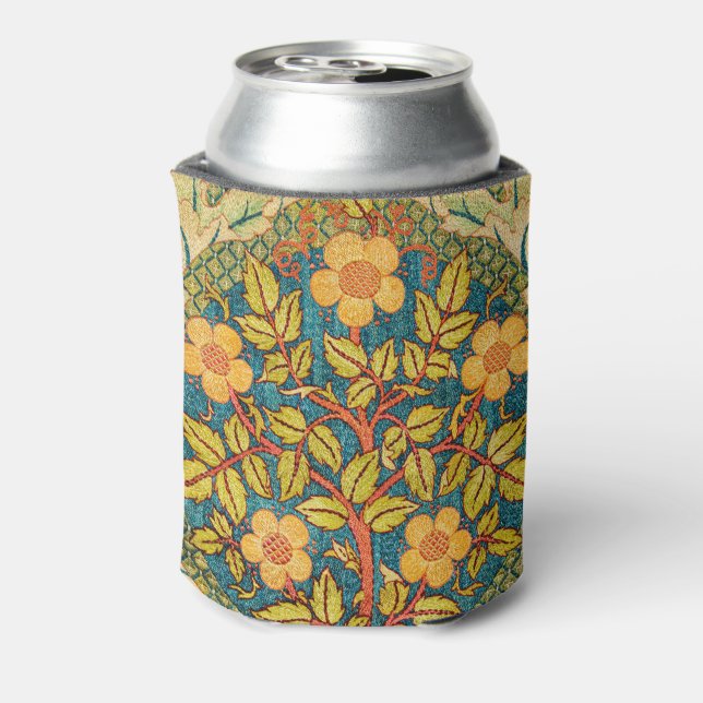 William Morris Rose Wreath: Classic Arts & Crafts  Can Cooler (Can Back)