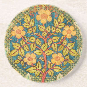 William Morris Rose Wreath: Classic Arts & Crafts  Coaster