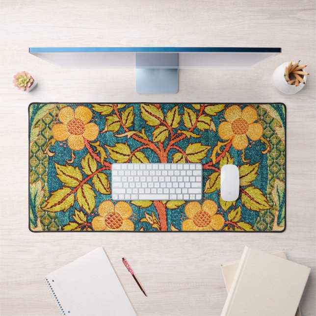 William Morris Rose Wreath: Classic Arts & Crafts  Desk Mat (Office 1)