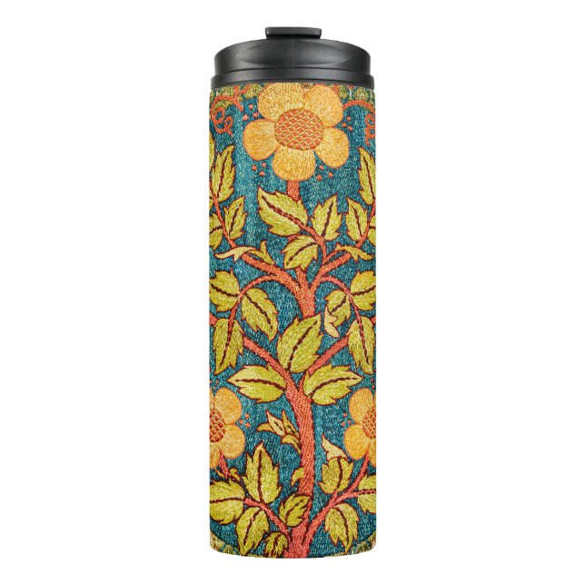William Morris Rose Wreath: Classic Arts & Crafts  Thermal Tumbler (Front)