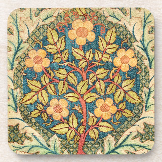 William Morris Rose Wreath  Coaster (Front)
