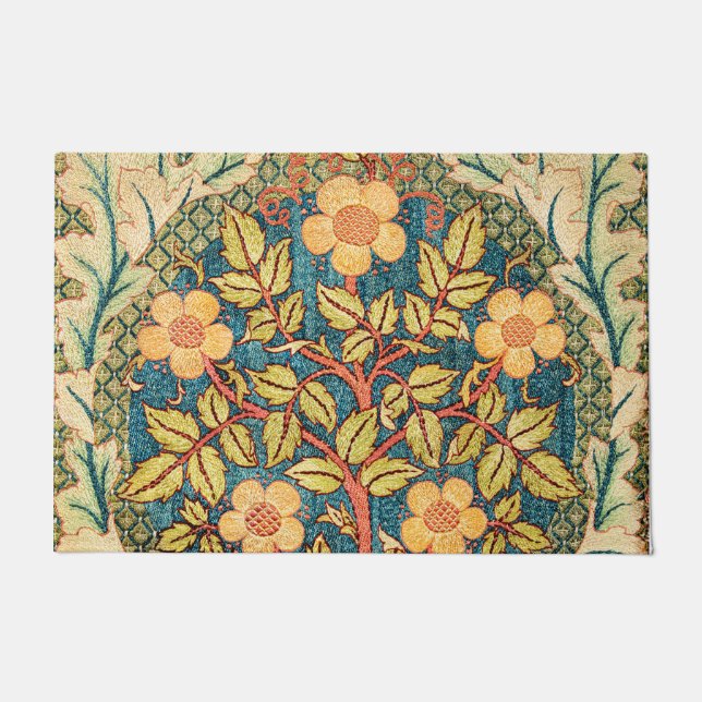 William Morris Rose Wreath  Doormat (Front)
