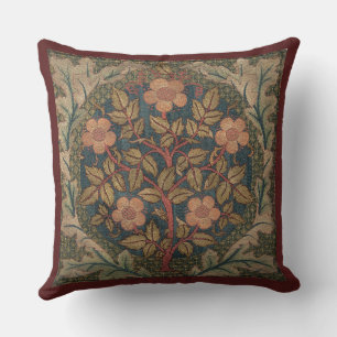 William Morris Rose Wreath Vintage Flowering Rose  Cushion