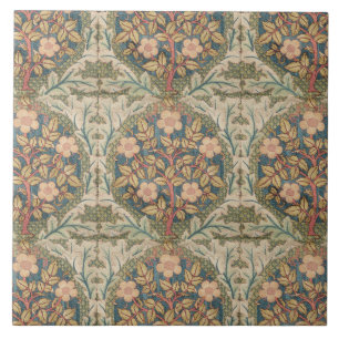 William Morris Rose Wreath Vintage Flowering Rose Tile