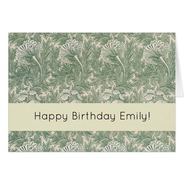 William Morris Sage Green Tulip Pattern: Vintage (Front Horizontal)