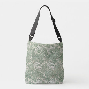 William Morris Sage Green Tulip Pattern: Vintage Crossbody Bag