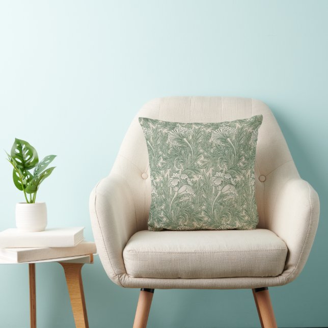 William Morris Sage Green Tulip Pattern: Vintage Cushion (Chair)