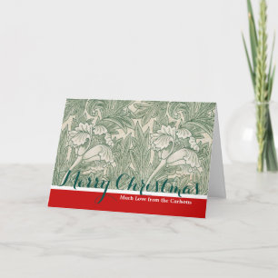 William Morris Sage Green Tulip Pattern: Vintage Holiday Card