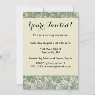 William Morris Sage Green Tulip Pattern: Vintage Invitation