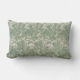 William Morris Sage Green Tulip Pattern: Vintage Lumbar Cushion