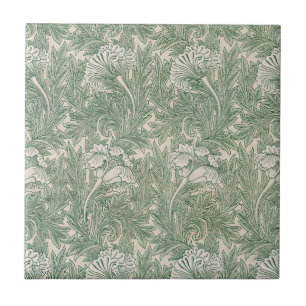 William Morris Sage Green Tulip Pattern: Vintage Tile