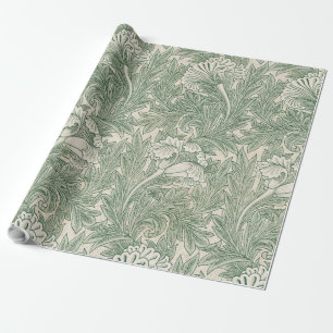 William Morris Sage Green Tulip Pattern: Vintage Wrapping Paper