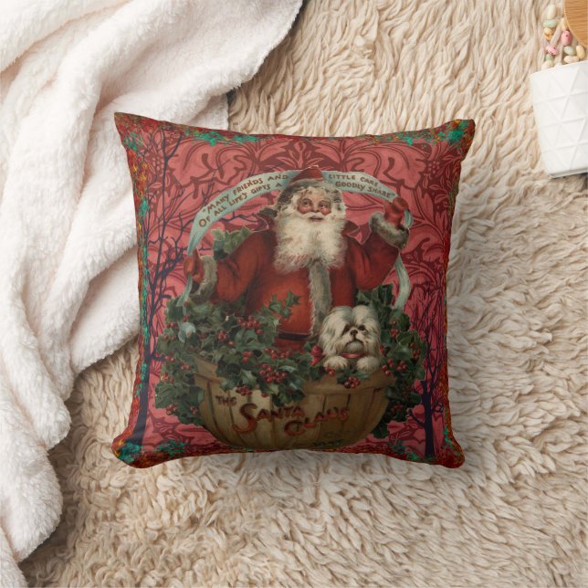 William * Morris  Santa Claus Cranberry Burgundy Cushion (Blanket)