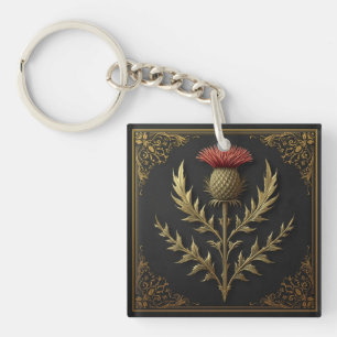 William Morris Scottish Thistle vintage floral Key Ring