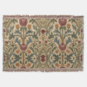 William Morris Scottish Thistle vintage floral Throw Blanket