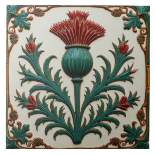 William Morris Scottish Thistle vintage floral Tile
