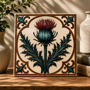 William Morris Scottish Thistle vintage floral Tile