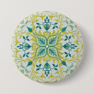 William Morris Seamless Ceiling Lime Green Pattern 7.5 Cm Round Badge