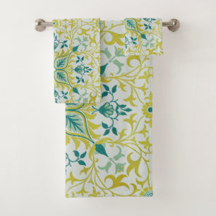 William Morris Seamless Ceiling Lime Green Pattern Bath Towel Set