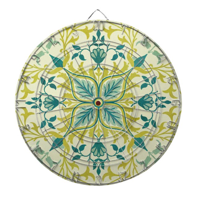 William Morris Seamless Ceiling Lime Green Pattern Dartboard (Front)