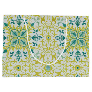 William Morris Seamless Ceiling Lime Green Pattern Large Gift Bag