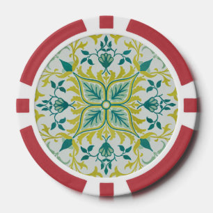 William Morris Seamless Ceiling Lime Green Pattern Poker Chips