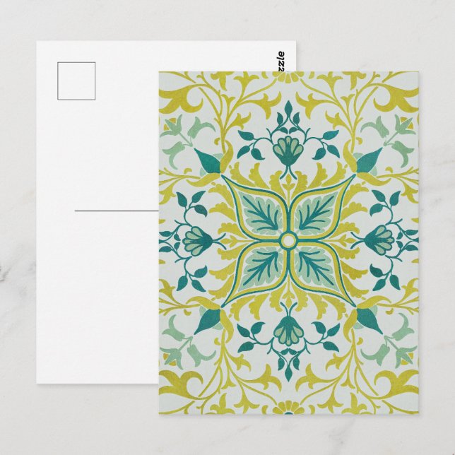 William Morris Seamless Ceiling Lime Green Pattern Postcard (Front/Back)