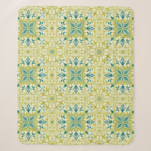 William Morris Seamless Ceiling Lime Green Pattern Sherpa Blanket